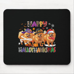 Happy Hallothanksmas Spitz Hund Halloween Chri Mousepad