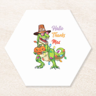 Happy Hallothanksmas T Rex Halloween Erntedank Untersetzer