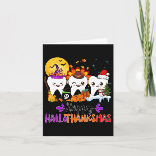 Happy Hallothanksmas Teeth Halloween Erntedank Karte
