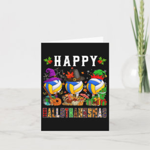 Happy Hallothanksmas Volleyball Halloween Thanksgi Karte