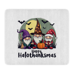 Happy Hallothanksmas Xmas Halloween Gnomes Schneidebrett