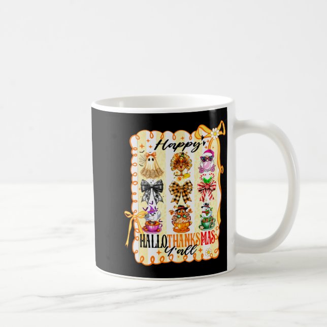 Happy Hallothanksmas Y’all Coquette Bow Halloween  Kaffeetasse (Rechts)