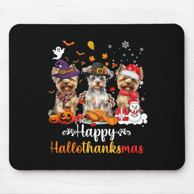 Happy Hallothanksmas Yorkshire Dog Halloween Chris Mousepad (Vorne)