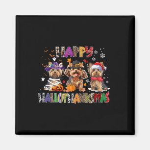Happy Hallothanksmas Yorkshire Dog Lover Halloween Magnet