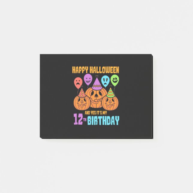 Happy Halloween 12. Geburtstag Post-it Klebezettel (Vorderseite)