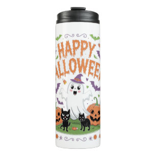 Happy Halloween 2025 Ghost Beängstigend Pumpkin Thermosbecher