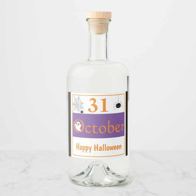 Happy Halloween 31. Oktober Spider Halloween-Party Alkoholflaschenetikett (Vorderseite)