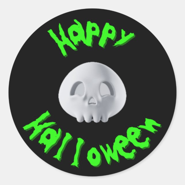 Happy Halloween 3D Skull Runder Aufkleber (Vorderseite)
