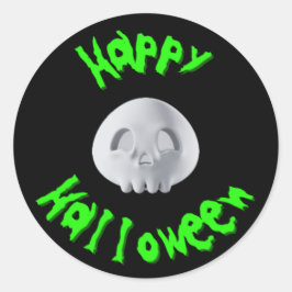 Happy Halloween 3D Skull Runder Aufkleber