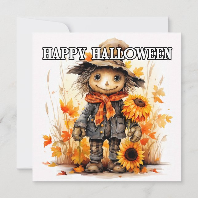 Happy Halloween Adorable Scarecrow Karte (Vorderseite)