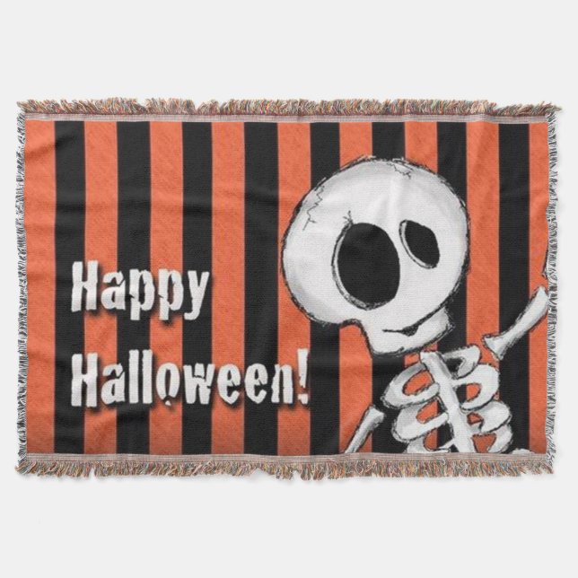 Happy Halloween Albern Skeleton Decke (Vorderseite)