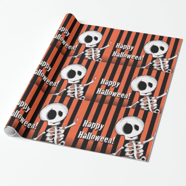 Happy Halloween Albern Skeleton Geschenkpapier (Ungerollt)