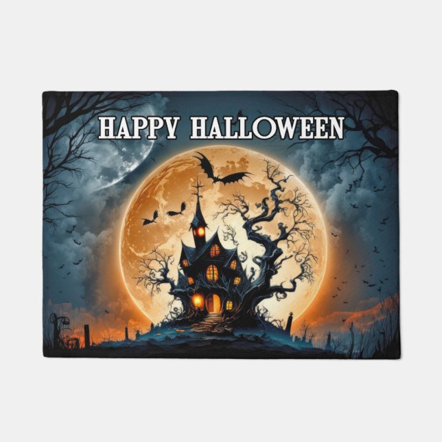 Happy Halloween | Altes Spuk Haus Fußmatte (Vorderseite)