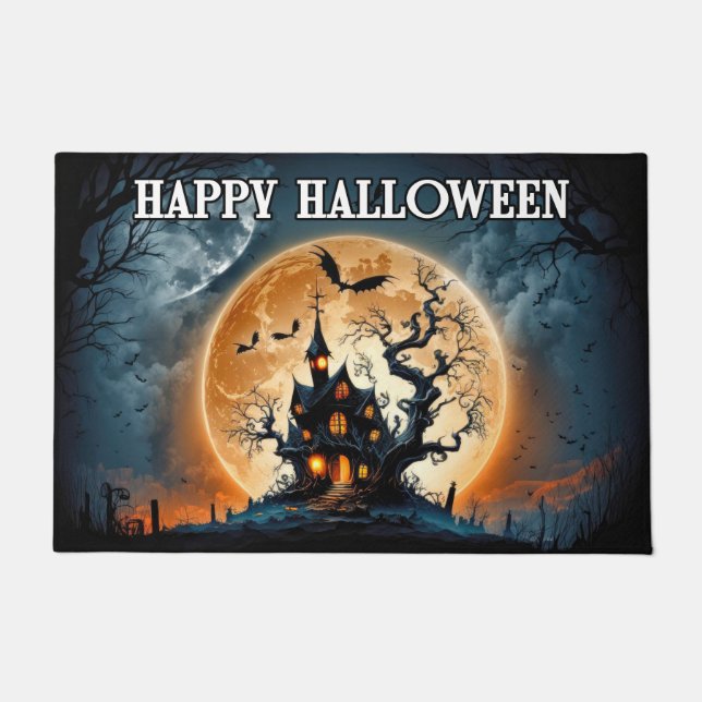 Happy Halloween | Altes Spuk Haus Fußmatte (Vorderseite)