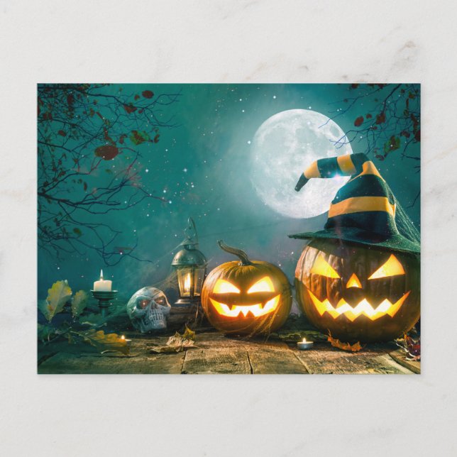 Happy Halloween Art Funny Kürbislaterne Halloween Postkarte (Vorderseite)
