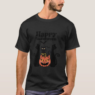 Happy Halloween Atomic Cats Pumpkin Kitty Bats T S T-Shirt