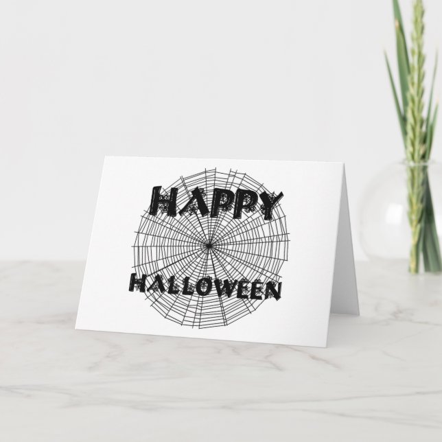 Happy Halloween auf Spider Web Text Card Karte (Vorderseite)