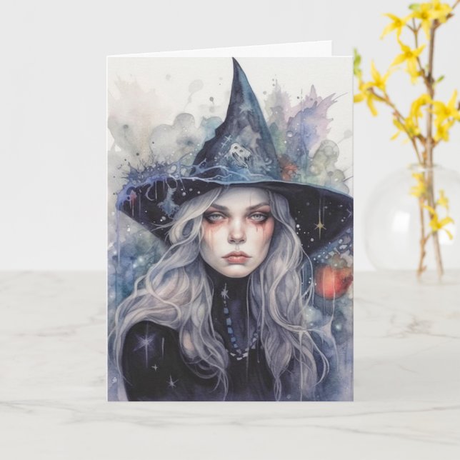 Happy Halloween Autumn Hexe Design Karte (Gelbe Blume)