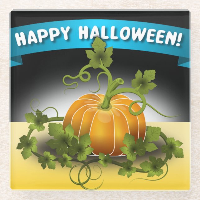 'HAPPY HALLOWEEN' BANNER GLASUNTERSETZER (Vorderseite)
