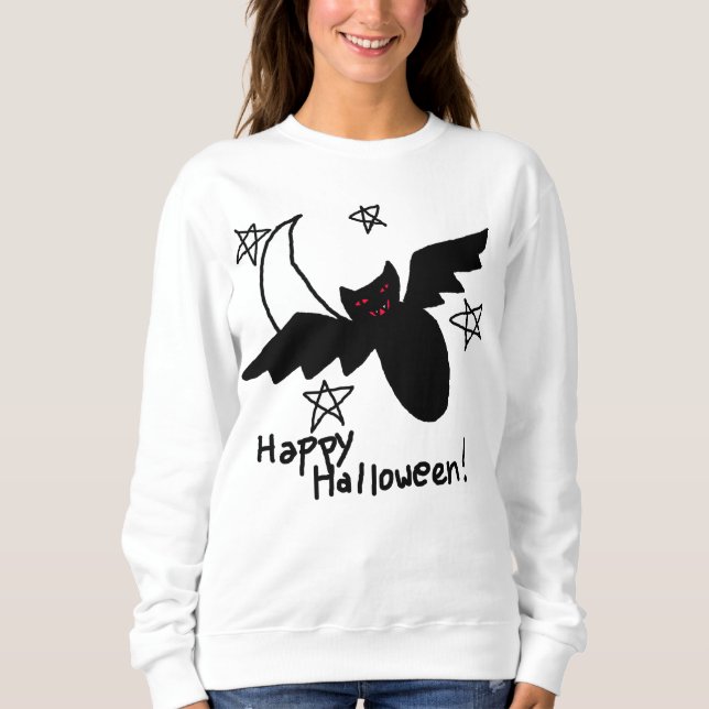 Happy Halloween Bat and Moon Sweatshirt (Vorderseite)