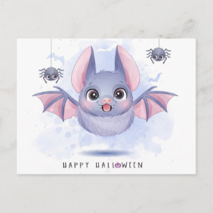 Happy Halloween Bat and Spiders Postkarte