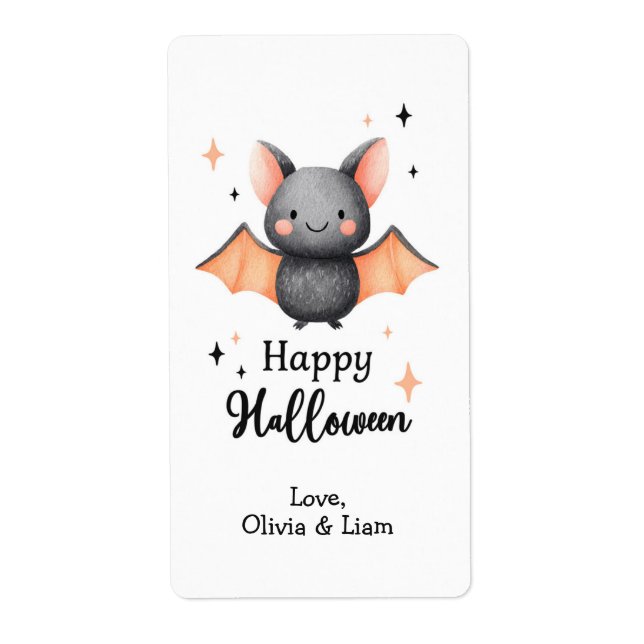 Happy Halloween Bat Custom Shipping Labels (Vorne)