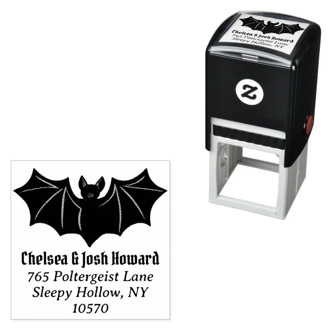 Happy Halloween Bat Rücksendeadresse Permastempel (Beispiel)