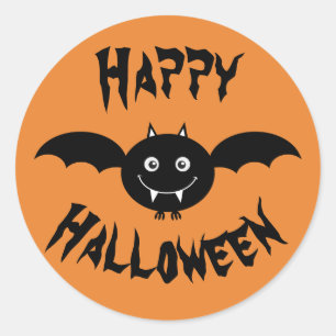 Happy Halloween Bat Runder Aufkleber