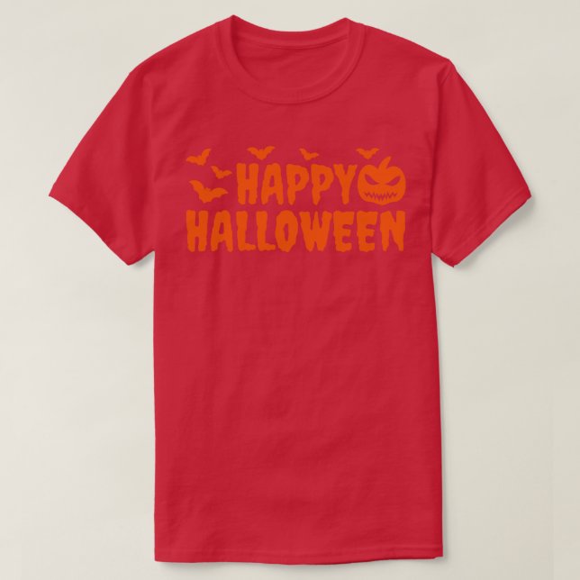 Happy Halloween Bats Pumpkin T-Shirt (Design vorne)