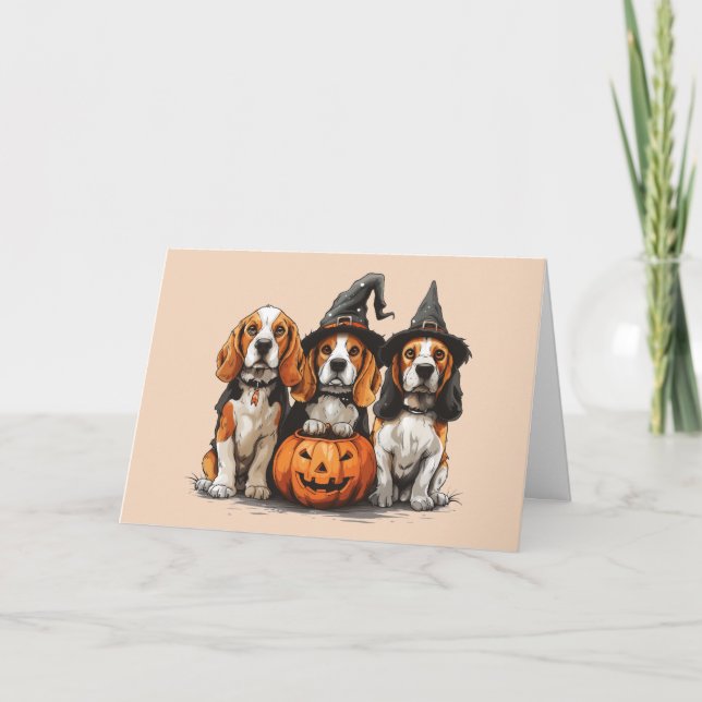 Happy Halloween Beagle Hunde Kürbislaterne Karte (Vorderseite)