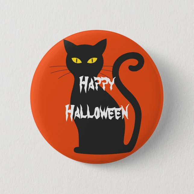 Happy Halloween Beängstigend Cat Button (Vorderseite)