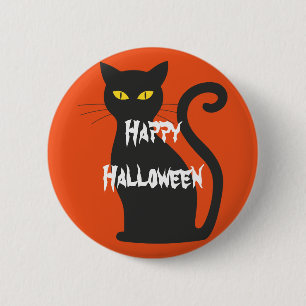 Happy Halloween Beängstigend Cat Button
