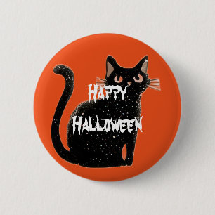 Happy Halloween Beängstigend Cat Button