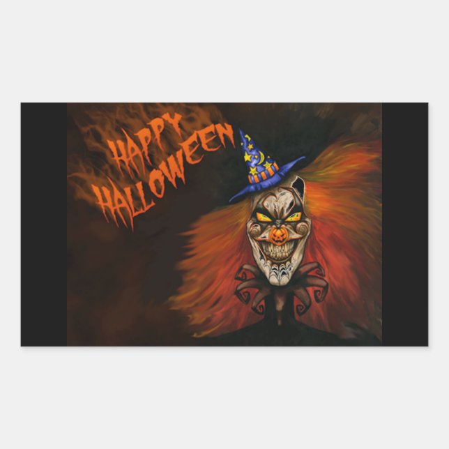 Happy Halloween Beängstigend Clown Rechteckiger Aufkleber (Vorderseite)