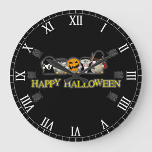 Happy Halloween Beängstigend Friends Große Wanduhr