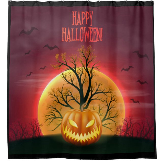 Happy Halloween Beängstigend Pumpkin Duschvorhang (Vorderseite)