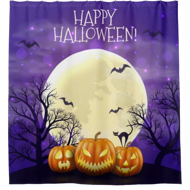Happy Halloween Beängstigend Pumpkins Duschvorhang (Vorderseite)
