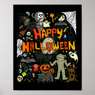 Happy Halloween Beängstigend Retro Boys Girls Kind Poster