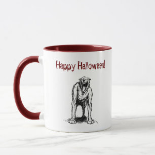 Happy Halloween Beängstigend Spooky Demon Hell Dog Tasse