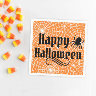 Happy Halloween Beängstigende Orange Black Spider Serviette