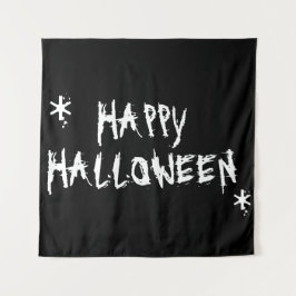Happy Halloween beängstigende Typografie in Schwar Wandteppich