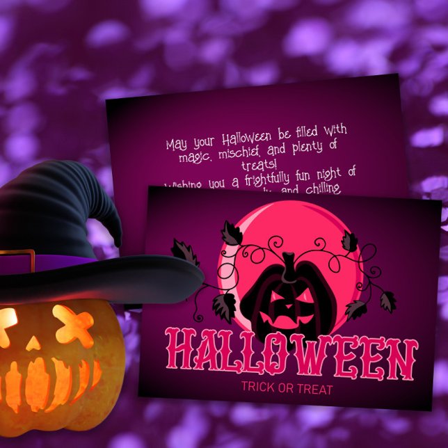 Happy Halloween Beängstigender Kürbis und Lila Ros Karte (Von Creator hochgeladen)