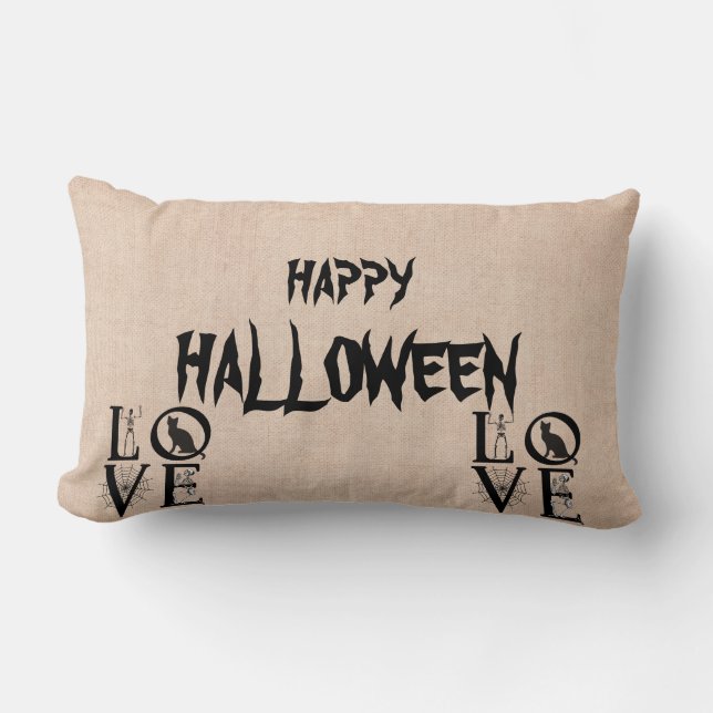 Happy Halloween Beängstigender Schädelknochen Lendenkissen (Vorderseite)