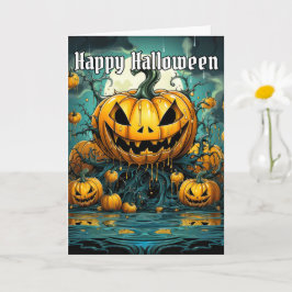 Happy Halloween Beängstigendes Pumpkin-Design Karte