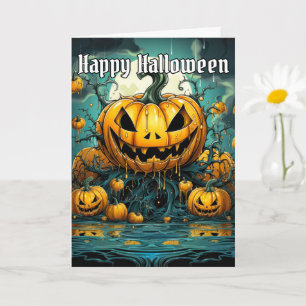 Happy Halloween Beängstigendes Pumpkin-Design Karte