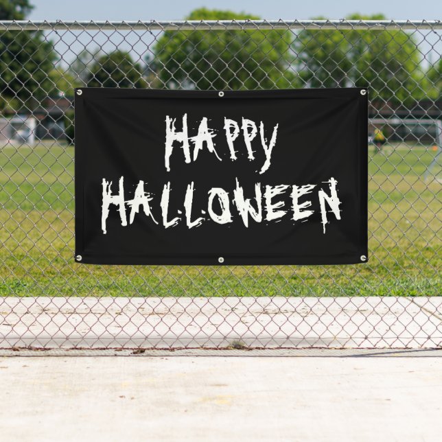 Happy Halloween beängstigendes Schwarz-weißes Bann Banner (Insitu)