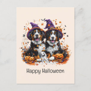 Happy Halloween Berner Hunde Postkarte