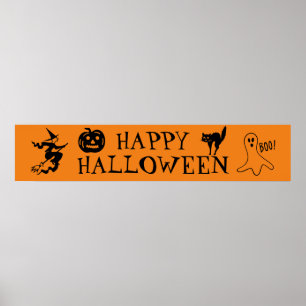 Happy Halloween black and orange spooky Poster