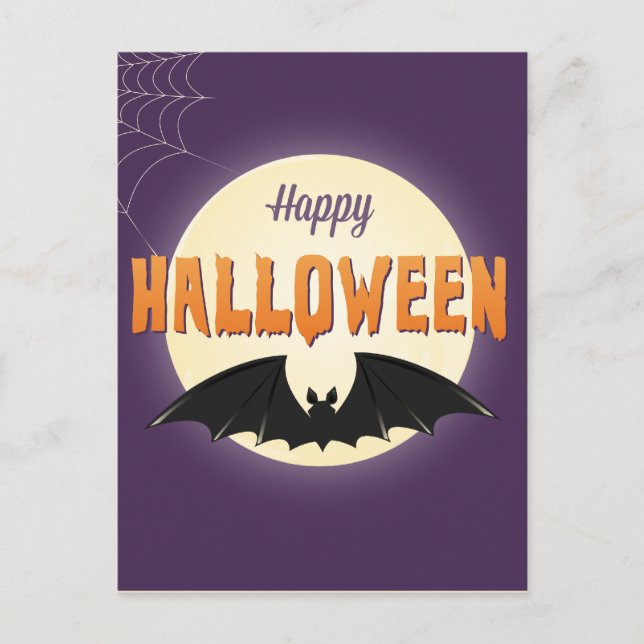 Happy Halloween Black Bat Postkarte (Vorderseite)