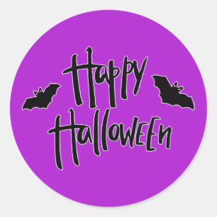 Happy Halloween Black Bats Whimsical Modernes Part Runder Aufkleber